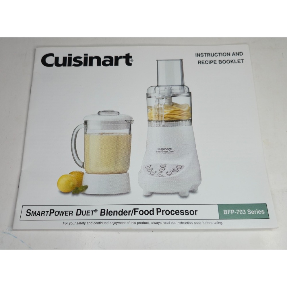 Cuisinart Smart Power Duet BFP-703 Food Processor Blender - Instruction Booklet